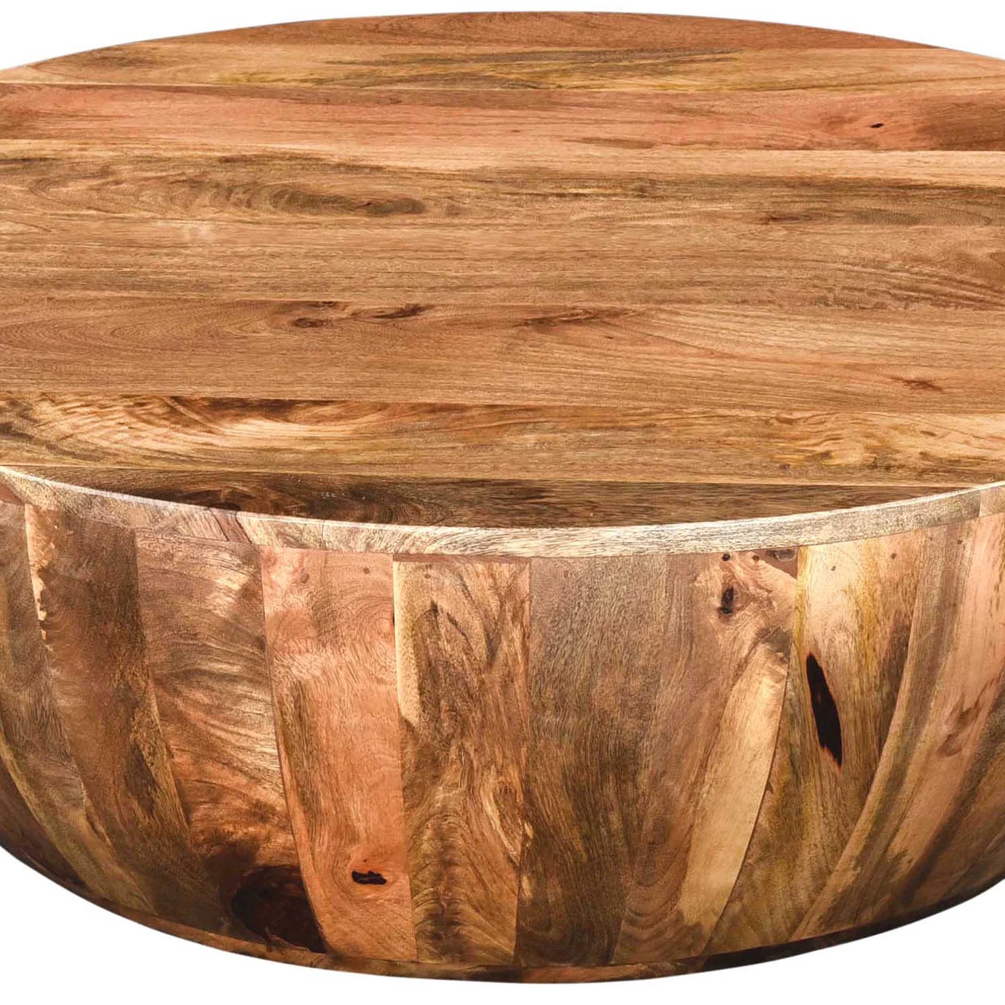Handcarved Round Mango Wood Coffee Table