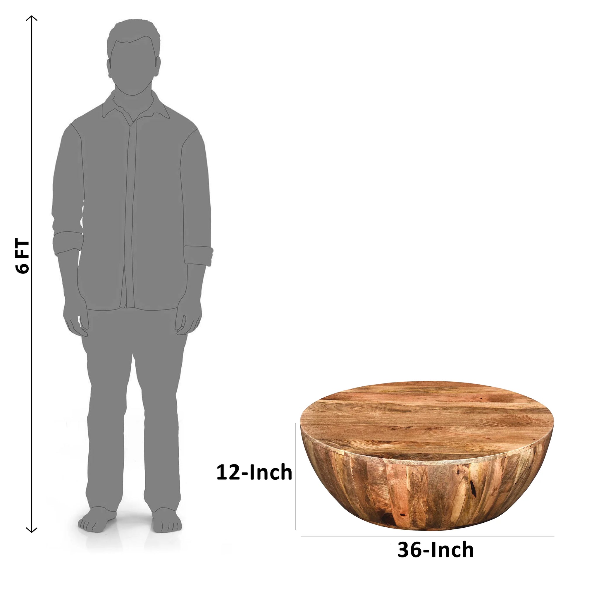 Handcarved Round Mango Wood Coffee Table