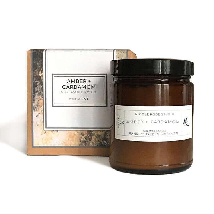 ethically sourced Amber + Cardamom Scented Soy Wax Candle Life In Alignment