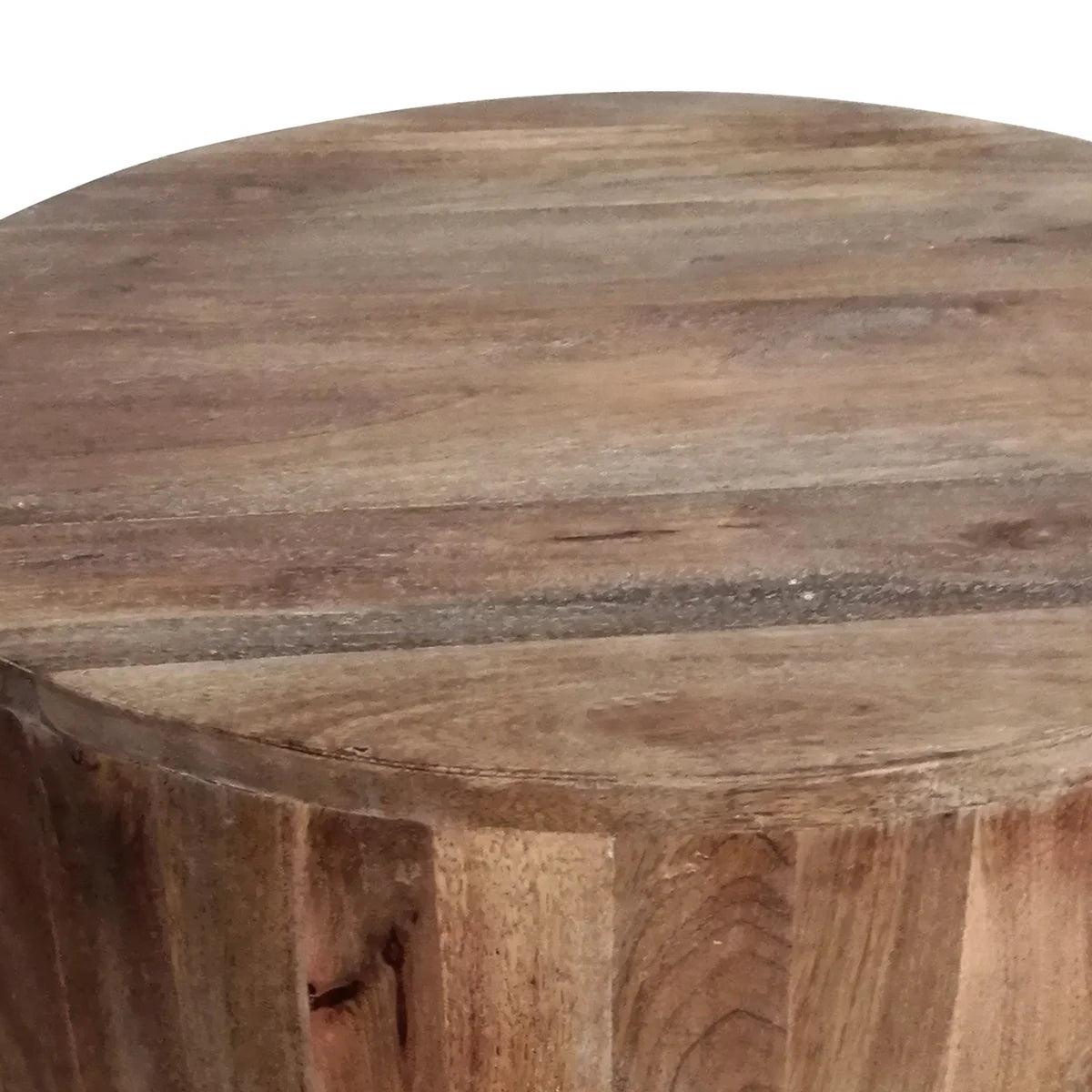 Handcarved Round Mango Wood Side/End Table - Life In Alignment