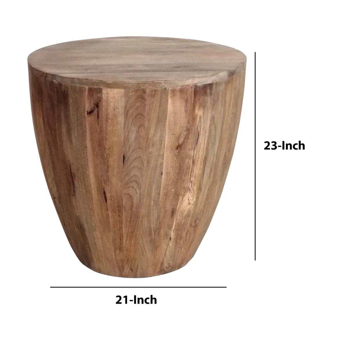 Handcarved Round Mango Wood Side/End Table - Life In Alignment