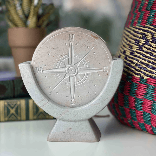 ethically sourced Compass Soapstone Sculpture Life In Alignment