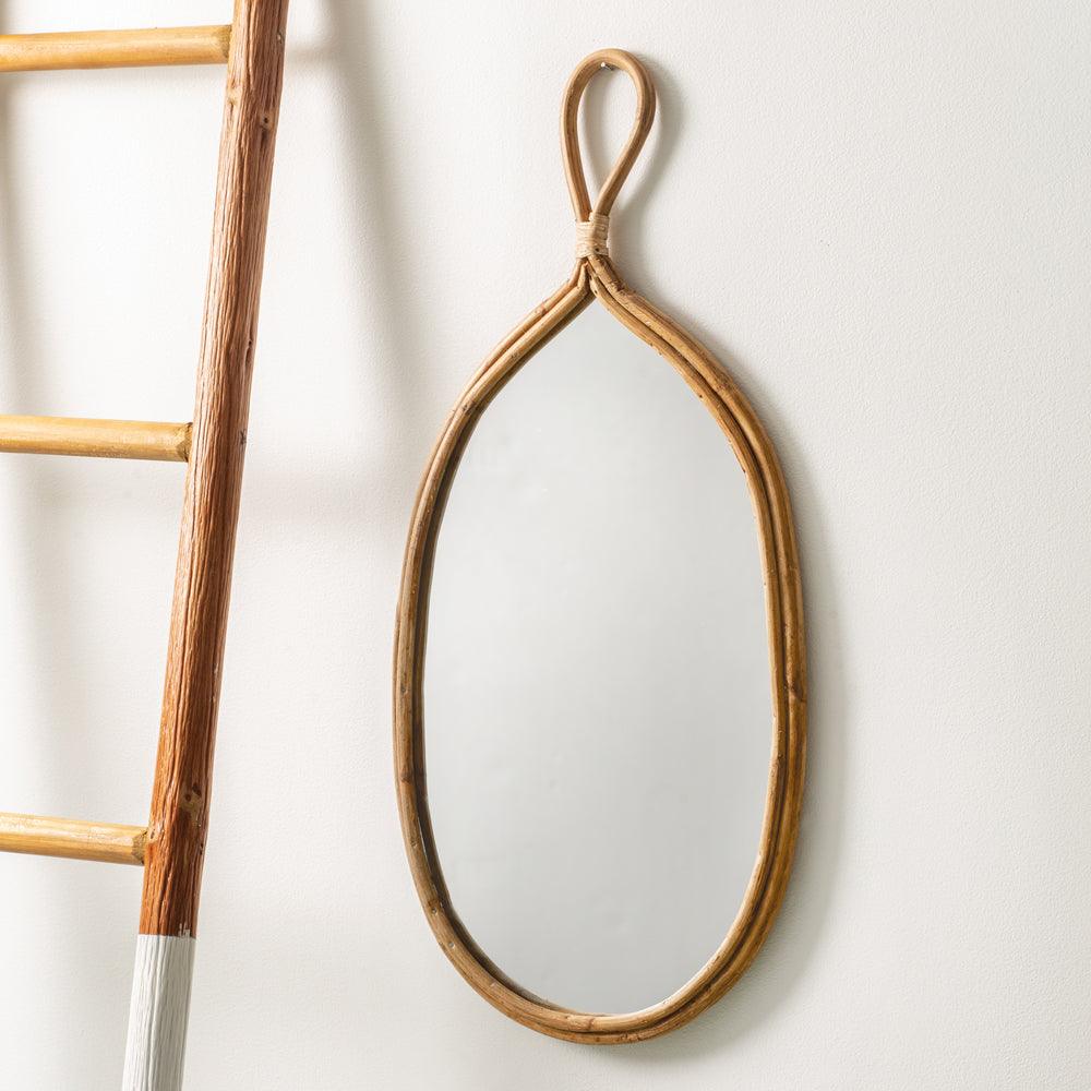 ethically sourced Rattan Teardrop Mirror Life In Alignment