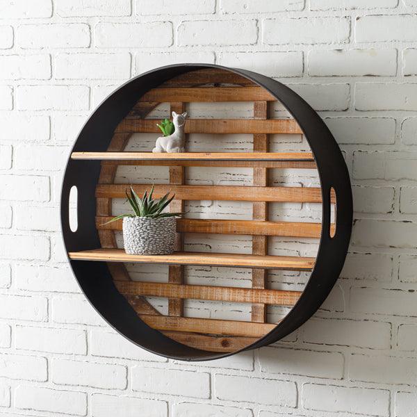 ethically sourced Round Wood and Metal Wall Display Life In Alignment