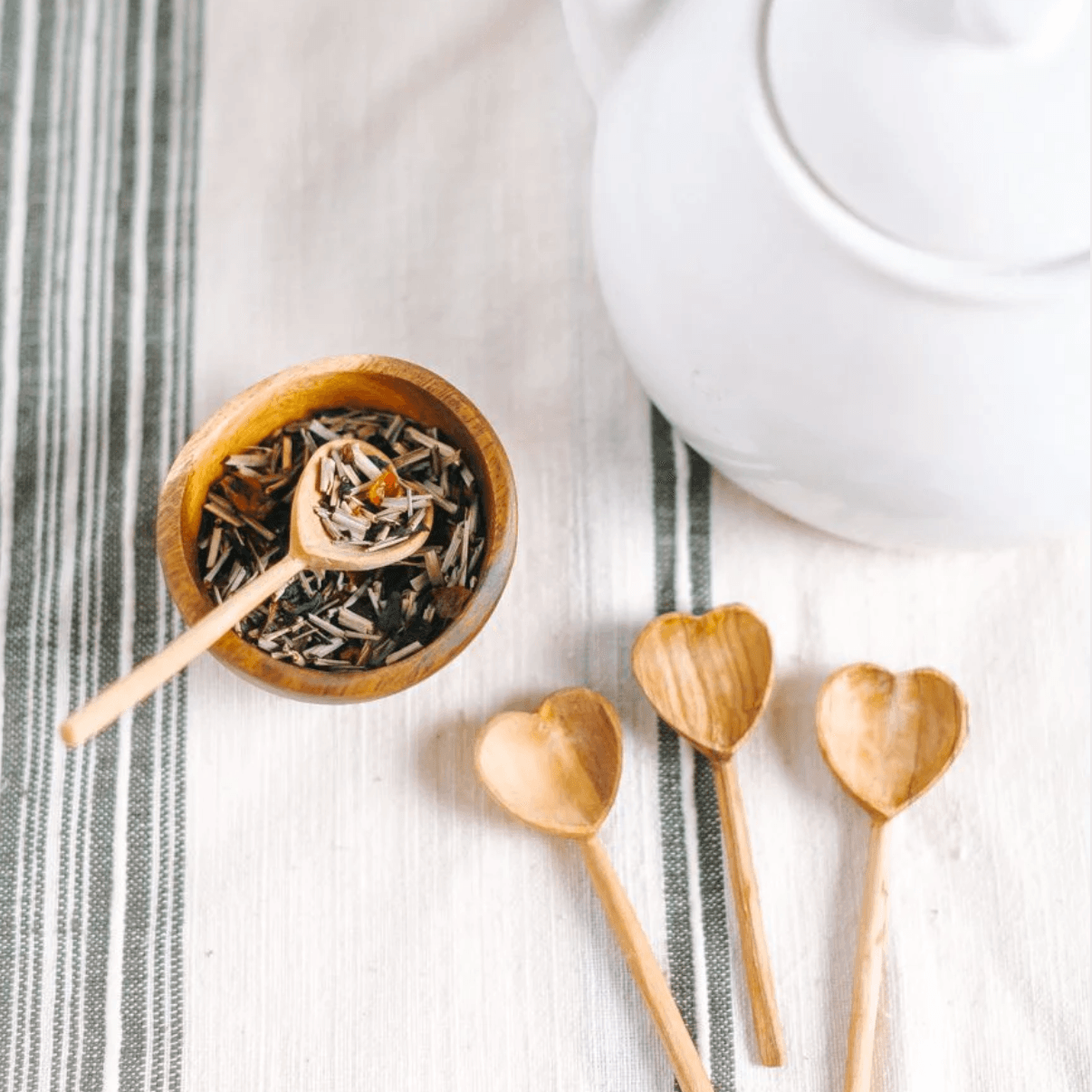 ethically sourced Olive Wood Heart Teaspoon Pair Life In Alignment