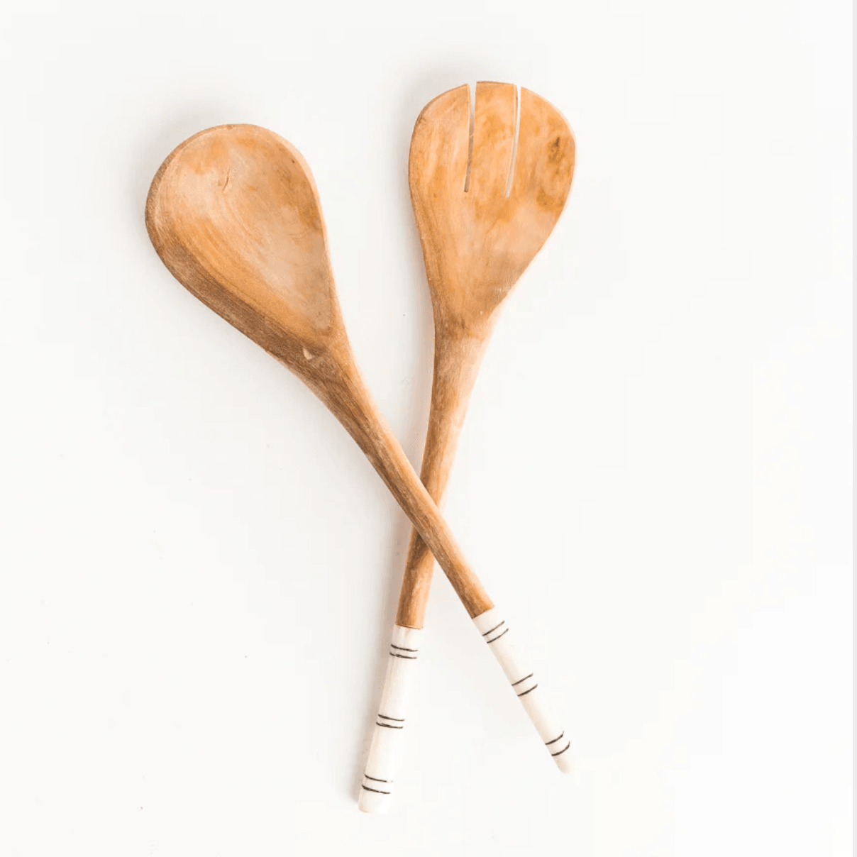 ethically sourced Striped Salad Servers Life In Alignment