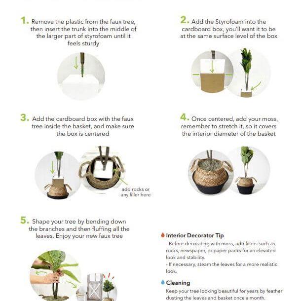 ethically sourced 3’ Artificial Fiddle Leaf Fig Tree with Handmade Woven Planter DIY Kit - Set of 2 Life In Alignment