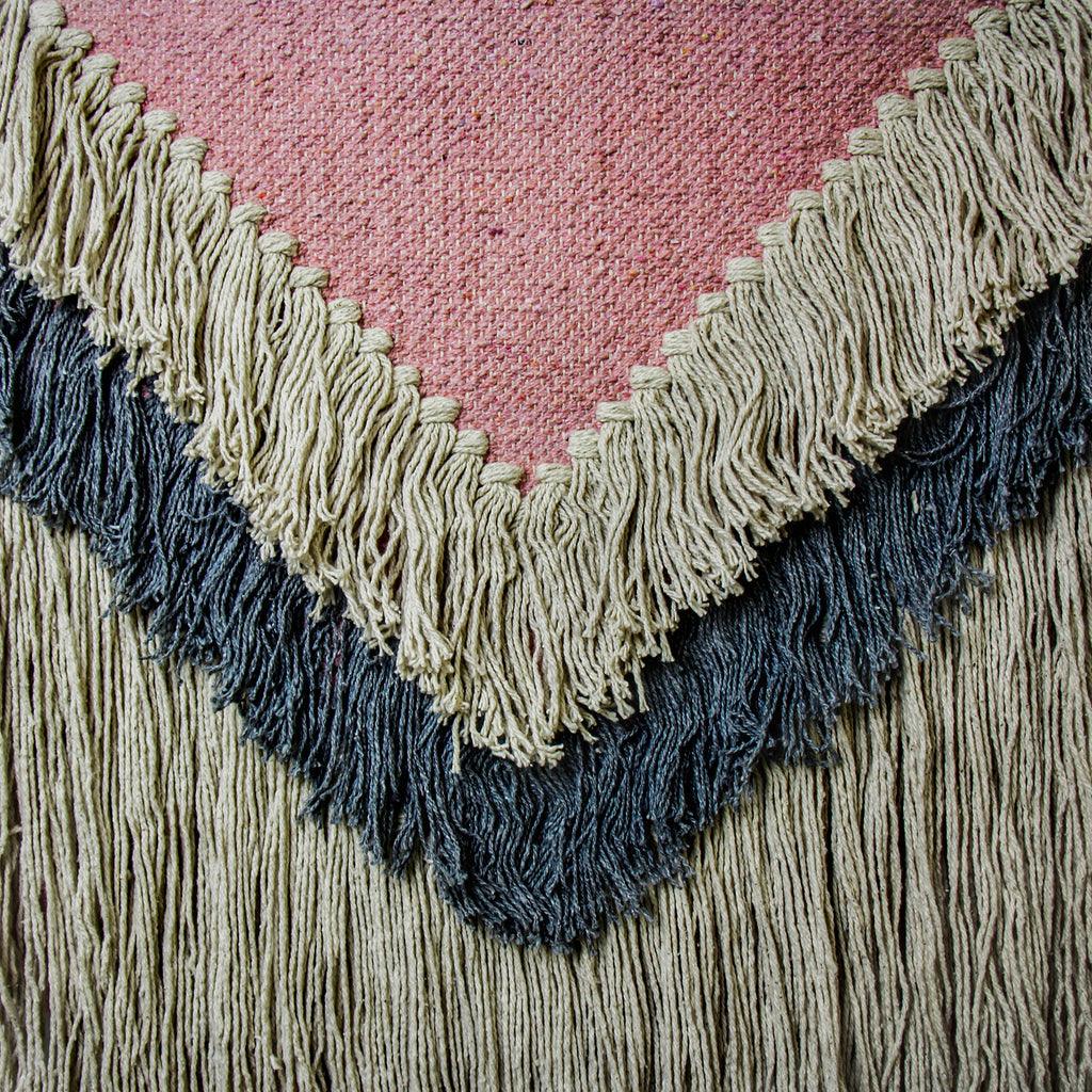 ethically sourced Handwoven Boho Wall Hanging - Pink with Cream Fringe Life In Alignment