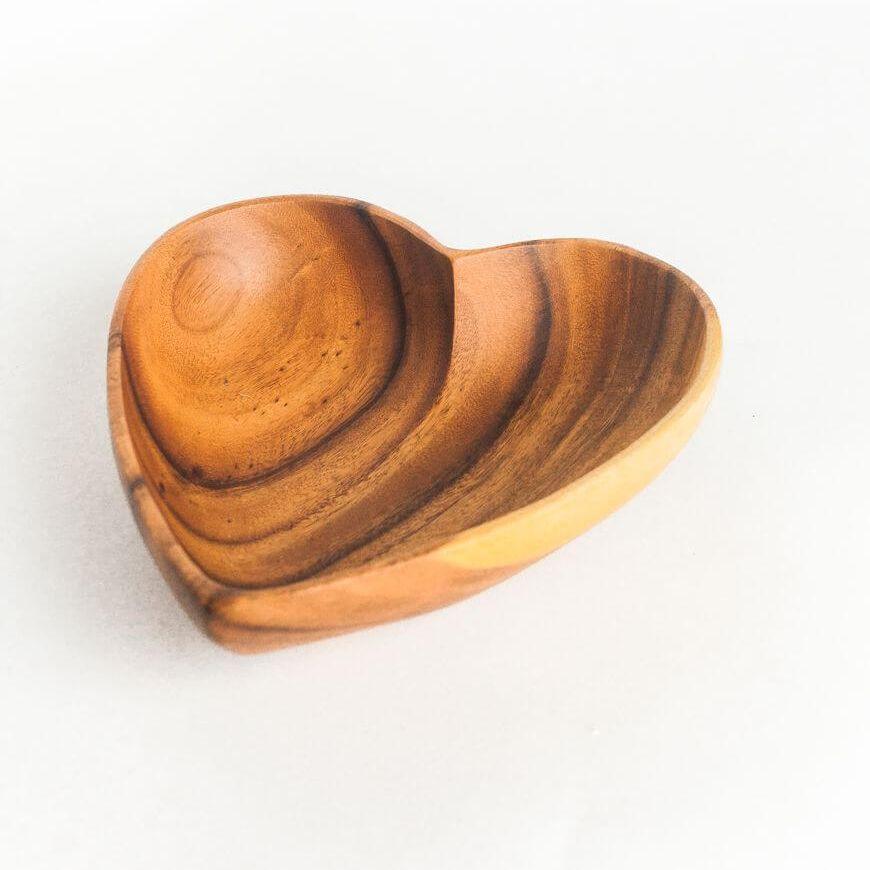 ethically sourced Acacia Wood 10" Heart Bowl Life In Alignment