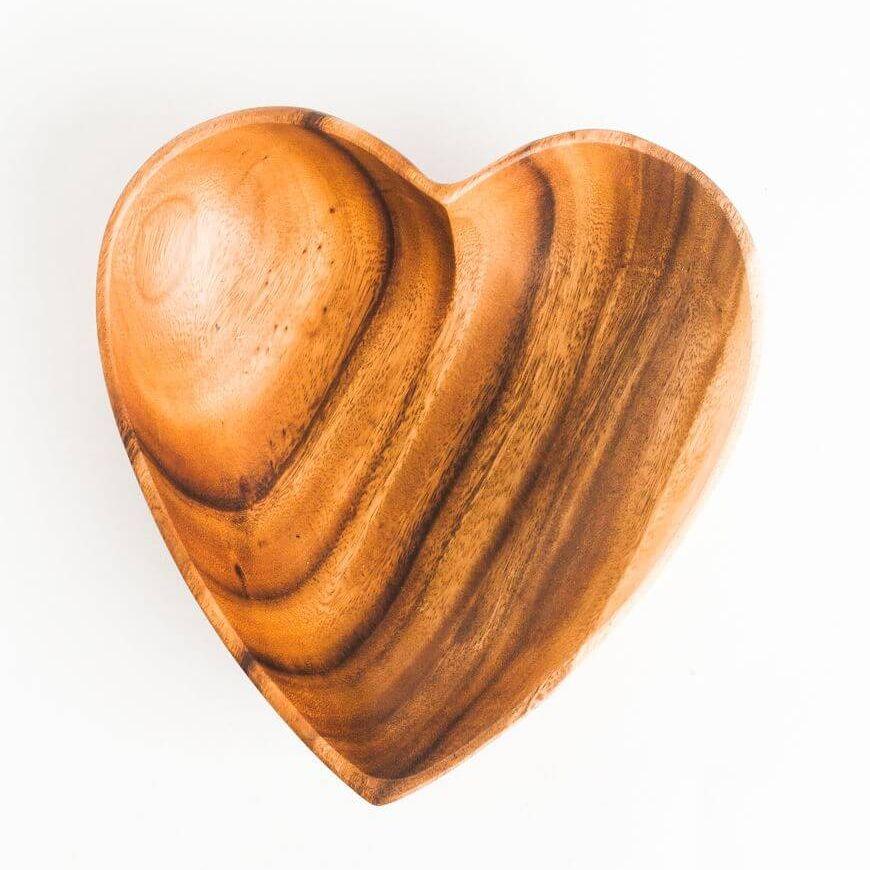 ethically sourced Acacia Wood 10" Heart Bowl Life In Alignment