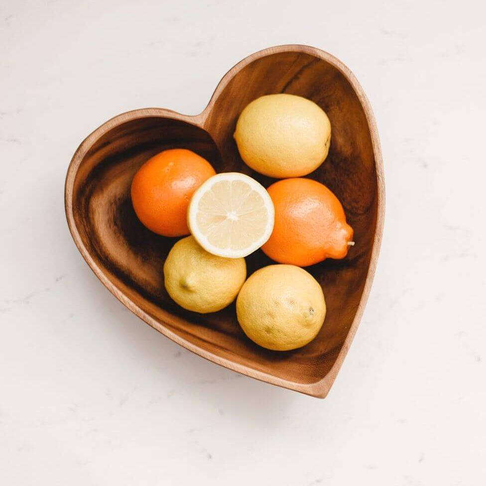 ethically sourced Acacia Wood 10" Heart Bowl Life In Alignment